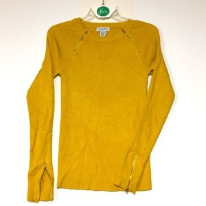 Mustard Yellow Sweater with Zipper Accents